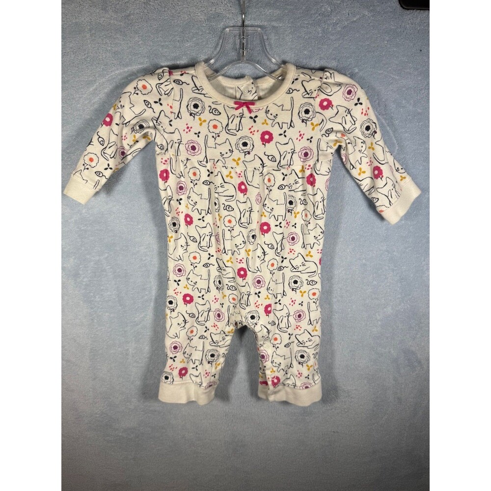 Gymboree 3-6 mos Romper Girls cute cats pattern kitty flowers "Little Pals" 2016